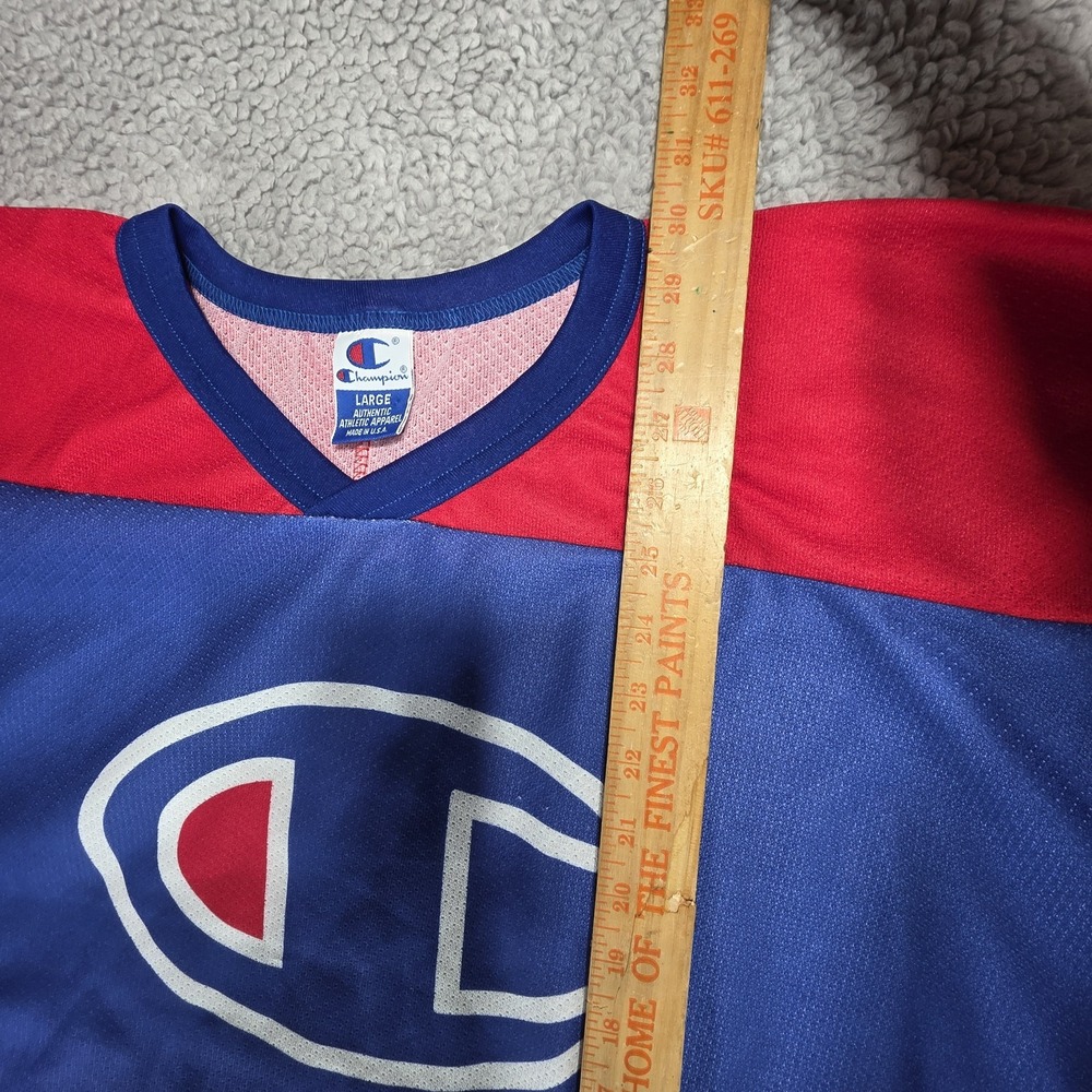 Vintage Champion Big Logo Hockey Jersey 90s Throwback Size Large‎ - Picture 11 of 16